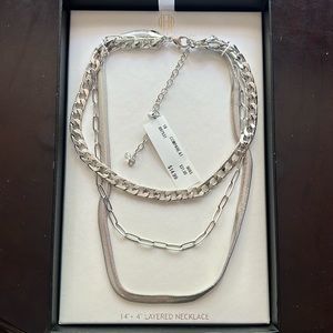 NWT House of Harlow 1960 silver layered statement necklace